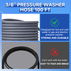สายฉีดน้ำแรงดันสูงไฟฟ้า 3/8 นิ้ว 1 ชั้น ลวดสีเทา ยาว <span class=keywords><strong>100</strong></span> ฟุต รองรับแรงดัน 4000 PSI สำหรับน้ำร้อน/น้ำเย็น - Product Image 6