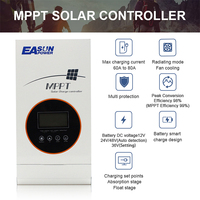 Contrôleur de charge solaire MPPT Easun 12V 24V 36V 48V 145V 80A avec refroidissement par ventilateur, montage mural, chargeur de batterie, efficacité de 99%