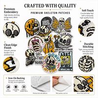 Patch brodé thermocollant ou à coudre, thème gothique, crâne et squelette, avec slogan humoristique sombre et citation sur la santé mentale, vente en gros