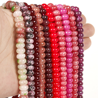 Perles de pierre naturelle 5x8mm, tourmaline rouge, agate, jaspe, pierres précieuses fuchsia, perles rondes pour la fabrication de bijoux, accessoires de bricolage, bracelets
