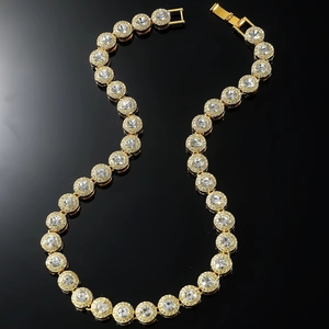 Colar Moderno 2025: Nova Joia de Moda Hip Hop com Elo Quadrado de Açúcar Cristal para Homens e Mulheres, Pérola e Liga de Zinco, Estiloso para Dança de Rua - Product Image 3