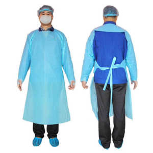 Tablier en plastique imperméable bleu clair à ouverture arrière en polyéthylène robe <span class=keywords><strong>CPE</strong></span> jetable médicale - Product Image 6