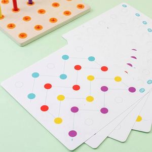 Jeu d'apprentissage préscolaire Montessori pour tout-petits : cartes à motifs de bandes colorées, jeu de géoboard en bois avec piquets - Product Image 4