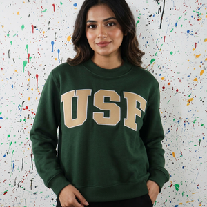 Sudadera con Capucha USF HUNTER GREEN, 100% Algodón, Estilo Vintage Urbano de Invierno, Cierre de Cremallera, Secado Rápido, Transpirable, Hilos Finos - Product Image 1