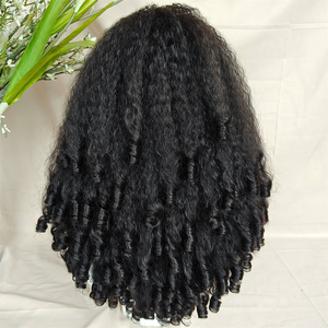 Perruques synthétiques bouclées <span class=keywords><strong>afro</strong></span> kinky en gros, de haute qualité, pas chères, rebondissantes, fabriquées à la machine, avec bandeau, pour femmes noires - Product Image 4