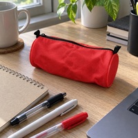 Étui à crayons cylindrique en tissu Oxford 600D, pochette compacte légère à fermeture éclair avec languettes latérales pour les étudiants et le bureau