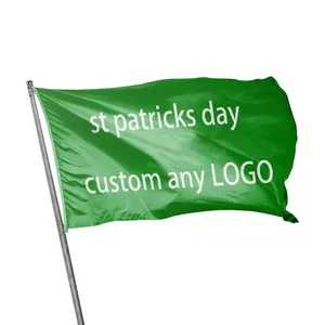 Huiyi personnalisé drapeau irlandais Saint Patrick 2023 Polyester Double face 3X5Ft Irlande st patricks day drapeau bannières