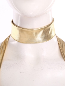 Costumes de danse jazz pour femmes, tenue de danse du ventre, robe en mousseline métallique avec culotte et collier, costume de danse exotique pour performance - Product Image 3