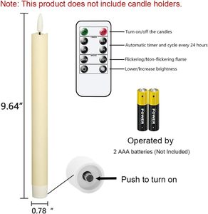 เทียน LED ไร้เปลวไฟ 3 มิติ แบบแท่ง ใช้แบตเตอรี่ ทำจากพลาสติกเคลือบขี้ผึ้ง ให้แสงวอร์มไลท์ พร้อมรีโมทคอนโทรล ทำด้วยมือ เหมาะสำหรับตกแต่งโต๊ะคริสต์มาส - Product Image 4