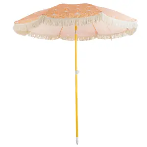 كبير uv حماية في الهواء الطلق ظلة الصيد شرابة الشاطئ مظلة مع طباعة الشعار