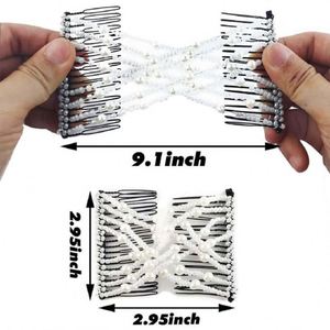 หวีผมวินเทจหลายสไตล์ประดับลูกปัดทำมือแบบสองแถว สำหรับผู้หญิง ใช้จัดแต่งทรงผม อุปกรณ์เสริมผม - Product Image 5