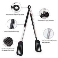 Pinzas de Silicona Premium para Parrilla, Pinzas de Acero Inoxidable para Barbacoa, Camping, Pasta y Alimentos