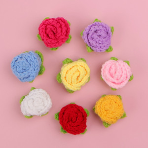 Accessoires en forme de rose tricotée à la main, garnitures pour vêtements, décorations au crochet, petits accessoires pour pulls - Product Image 1