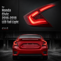 Feux arrière LED rouges Nafu Auto Star-Sky avec clignotants séquentiels, feux modifiés pour Honda Civic berline 2016-2018