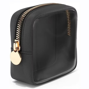 Sac de toilette en PVC transparent avec logo personnalisé, sac à cosmétiques en cuir, trousse de maquillage - Product Image 2