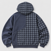 Sweat à capuche zippé pour homme, style streetwear, patchwork à carreaux, color block, coupe oversize, avec logo personnalisé
