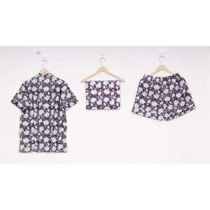 Conjunto de Pijama de 2 Piezas para Mujer, 100% Algodón Satinado, Estampado a Mano, Transpirable, Casual de Otoño, Manga Corta, Cintura Elástica - Product Image 3