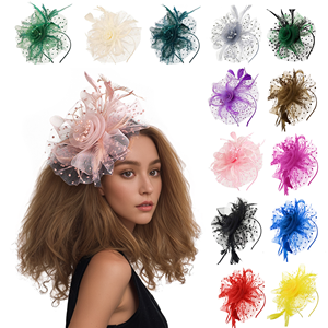 Hot Selling Fancy Charming Elegant Mesh Fascinator Feather Versatile Comfortable Soft Adjustable All Season Women Party Hair - Product Image 1