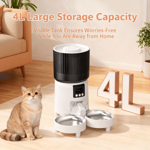 Distributeur automatique de nourriture intelligent pour animaux de compagnie, double bol en plastique portable 4L, caméra HD 2K, contrôle à distance via l'application Tuya, double alimentation, pour chat - Product Image 3