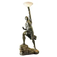 Lampe sur pied en bronze Prometheus 74'' Torchiere, statue d'homme en bronze, lampe d'intérieur