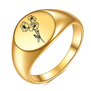 Anillos de Moda de Acero Inoxidable de 18 mm con Grabado de Flores, Joyería de Regalo para Mujer - Product Image 5