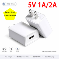 Chargeur mural USB 5V 2A 10W avec prise américaine, matériau ignifuge, protections OTP/OVP pour téléphones portables, appareils photo et usage domestique
