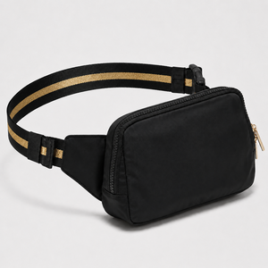 Sac banane de sport grande capacité 2L, couleur unie, fermeture éclair dorée, sangle réglable, pour randonnée en extérieur, entrepôt USA - Product Image 4