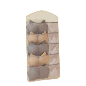 <b>Hanging</b> Mesh Storage Bag For Socks Underwear <b>Wardrobe</b> Organizer Beige Rectangle Lightweight Hook Type Polyester Fabric - Product Image 3