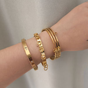 Nueva moda de acero inoxidable PVD 18K plateado círculo encanto brazalete antiestrés <span class=keywords><strong>pulsera</strong></span> para mujer - Product Image 6