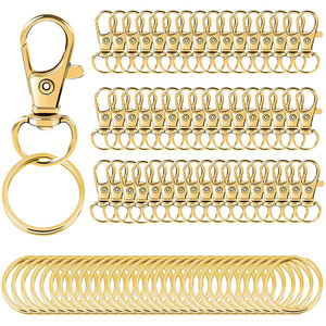 100 crochets porte-clés avec anneaux pivotants, fermoirs mousquetons, anneaux métalliques pour jouets, fabrication de bijoux, artisanat, anneaux de porte-clés - Product Image 2