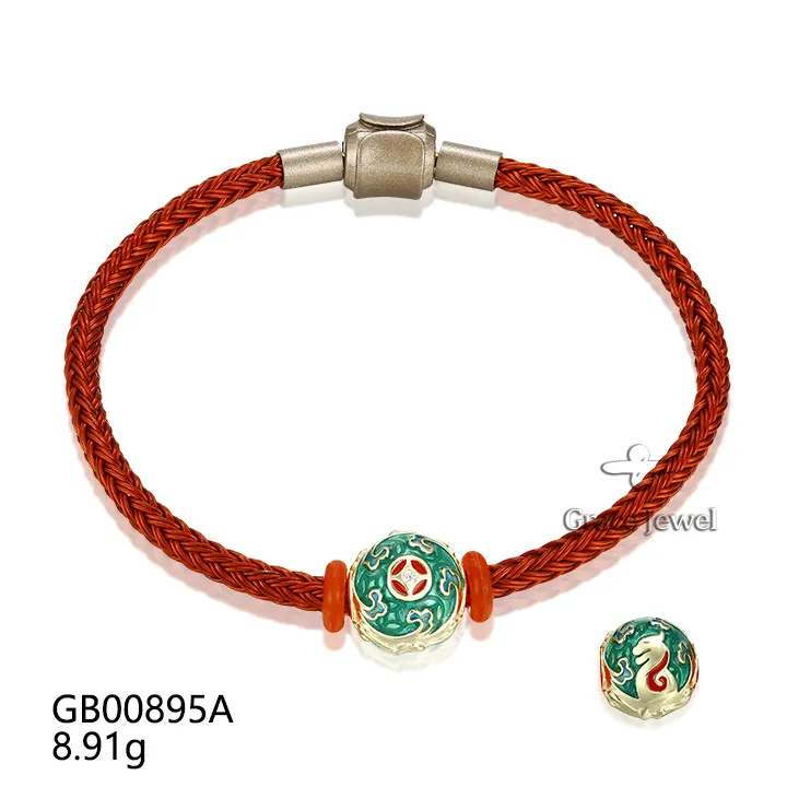 Grace Jewelry Simple Classy Red Rope Dragon Shape Zircon Stone Gold Fill 925 Sterling Silver Mujeres Pulseras con dijes personalizados