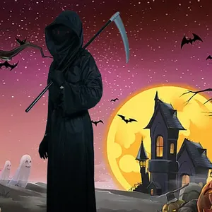 Halloween decoração fornece deus da morte traje cosplay preto com óculos LED