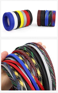 Bright Colored Braided Polyester PET Mesh Sleeve <strong>Spiral</strong> Wrapping Audio <strong>Electrical</strong> Wires Protector Inside Diameter 10mm-30mm - Product Image 3
