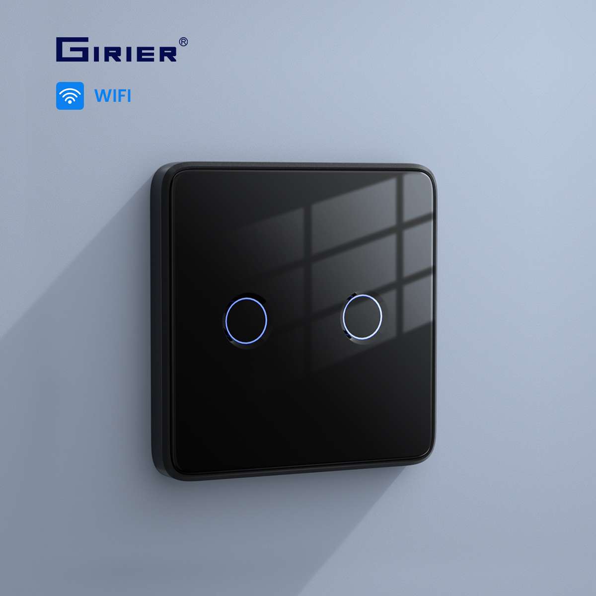 GIRIER Smart Home EU Wall Switch Tuya APP Remote Control Tempered Glass Panel Touch WiFi Light Switch