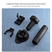 Pieds de meubles en plastique noir de 2,4 pouces (60 mm), accessoires pour armoires, tables, pieds de nivellement, supports de canapé, pour la maison et le bureau, installation facile
