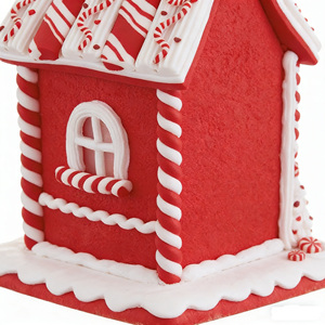 Décoration de Noël en résine avec <span class=keywords><strong>maison</strong></span> en pain d'épices illuminée par LED, piliers en forme de canne à sucre et bonhomme en pain d'épices, ornement de table de Noël - Product Image 5