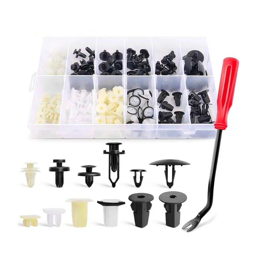 Kit de fixadores automotivos universais, kit com 166 peças de clipes retentores de plástico de carro com fixador removedor de nylon