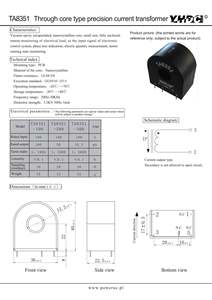 Transformateur de courant de précision monophasé de type traversant YHDC 0-100A TA8351 à montage sur circuit imprimé, rapports de transfert 1/1000 1/2000 1/3000 - Product Image 3