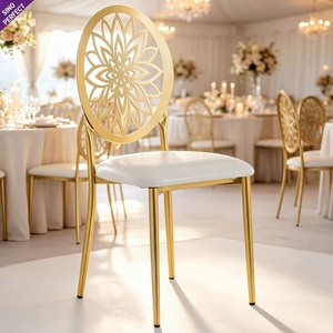 Chaise Chiavari empilable pour banquets, mariages et événements, en fer doré et blanc, pour hôtels, vente en gros - Product Image 1