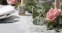 Grands porte-panneaux en acrylique transparent de 3 pouces, inclinaison de comptoir, numéros de table en perspex, présentoirs, supports de présentation en lucite, fentes pour cartes de placement