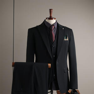 Haute qualité Style italien mince costume pour hommes manteau bouton vêtements de cérémonie pour mariage plat avant marié vêtements fermeture éclair mouche pantalon - Product Image 3