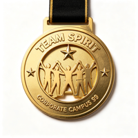 Médailles sportives personnalisées en or pour les championnats et les tournois, badges de récompense avec ruban coloré personnalisés