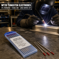Électrode en tungstène WT20 rouge 2,4 mm 150 mm 175 mm 10 pièces/boîte, tige en tungstène WT20 pour soudage TIG, électrode tungstène TIG d'usine
