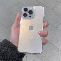 Luxe Bling Glitter Clair Couverture Souple pour iPhone 15 14 Pro Max 11 X XR XS 7 8 Plus Antichoc Transparent Mobile Téléphone Cas 15