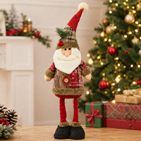 Figurine de Père Noël en tissu écossais vintage extensible pour décorations de Noël, idéale pour les hôtels, centres commerciaux, halls et vitrines