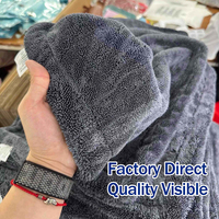 Serviettes de lavage auto en microfibre torsadée sans bords 600-1400 gsm, double séchage rapide, pour l'entretien automobile, tissu super absorbant