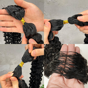 Cheveux humains bouclés birmans pour tresses au crochet, nœuds miracle, 100% cheveux humains bruts, tresses bohèmes, cheveux humains au crochet effet plume - Product Image 5
