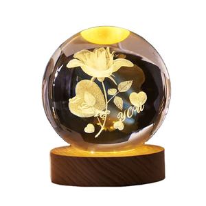 Boule <span class=keywords><strong>de</strong></span> cristal dans le ciel étoilé 3D veilleuse intérieure lumineuse décoration <span class=keywords><strong>de</strong></span> table en bois - Product Image 1