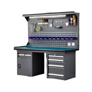 Industrial Workshop Staff Workstation Woodworking <b>Bench</b> with <b>Tool</b> Pegboard and Drawers Garage Storage Workbench - Product Image 6