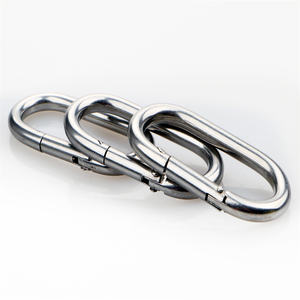 304 <span class=keywords><strong>Carabiner</strong></span> Stainless Steel tugas berat, Tautan cepat bentuk <span class=keywords><strong>Oval</strong></span> kait jepret lurus untuk industri - Product Image 1